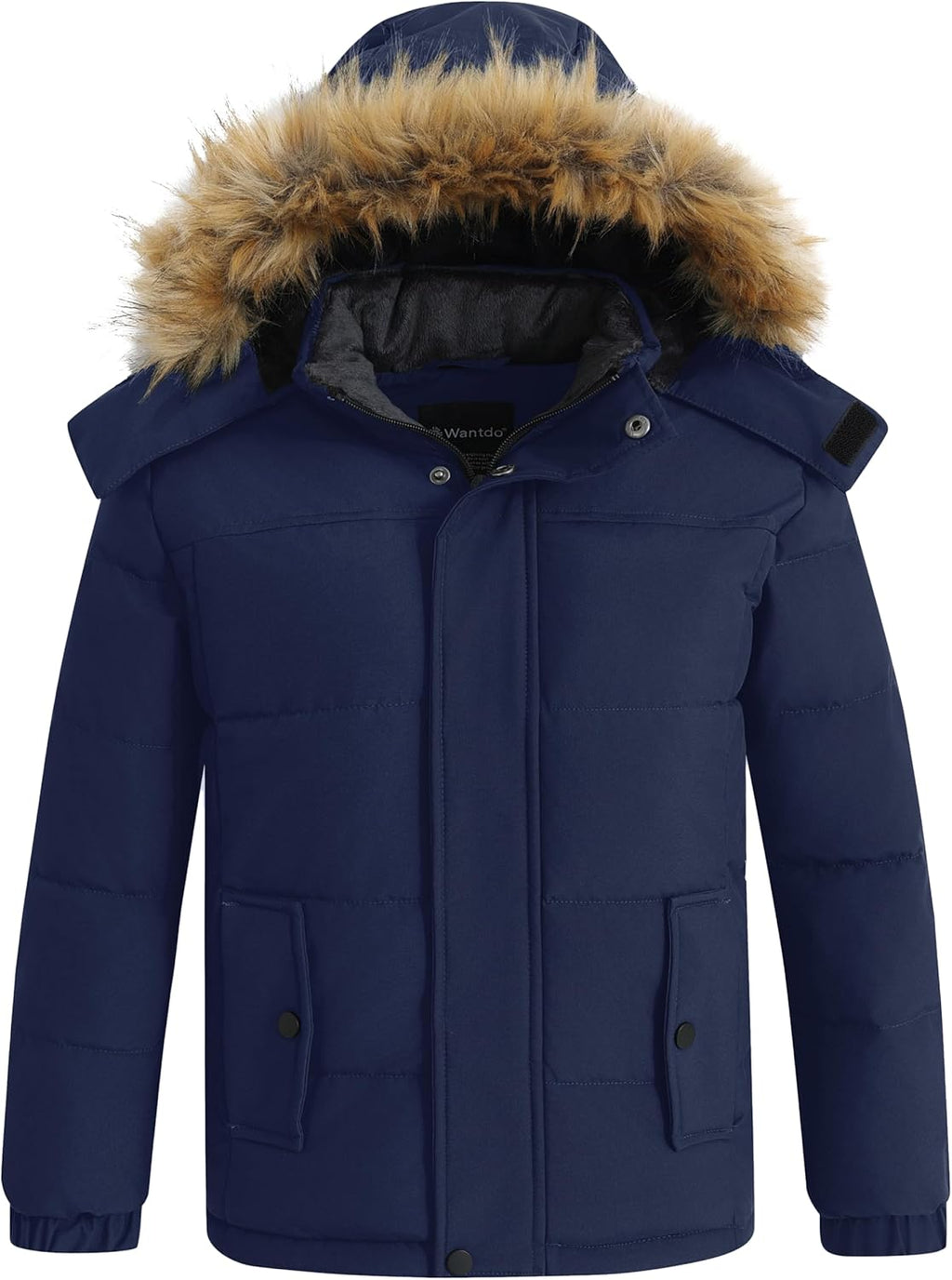 Boy'S Warm Winter Coat Waterproof Thicken Puffer Jacket with Removable Fur Hood