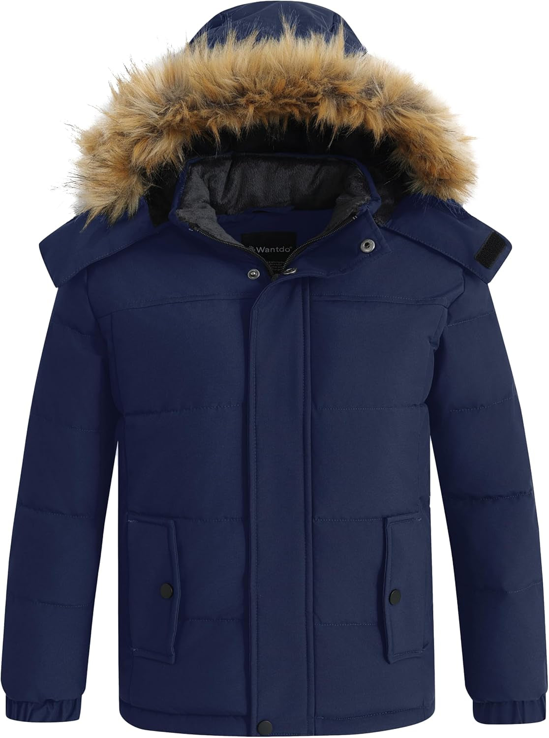 Boy'S Warm Winter Coat Waterproof Thicken Puffer Jacket with Removable Fur Hood