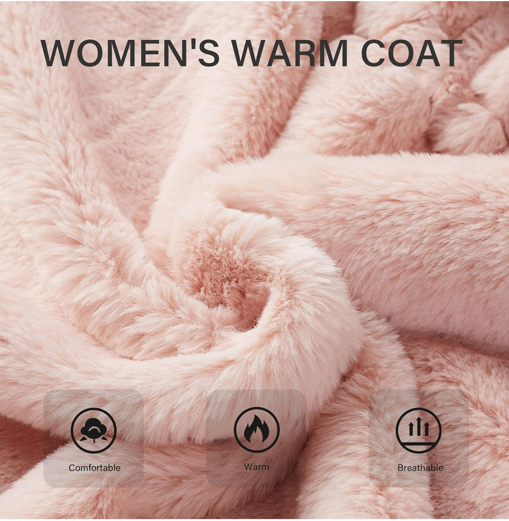 Womens Leopard Print Fleece Coat, Spring and Winter Fashion Fuzzy Jacket Faux Fur Fluffy Cardigan Overcoat