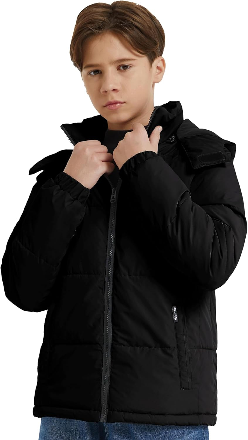 Boy'S Winter Coat Warm Puffer Jacket Waterproof Parka with Hood