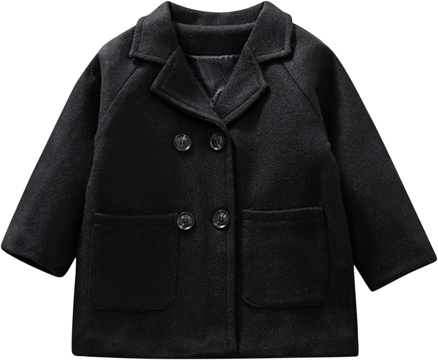 12M-5 Years Winter Grid Jackets Boys Girls Woolen Double-Breasted Boy Trench Coat Lapel Autumn Kids Wool Overcoat (Black-01, 2-3 Years)