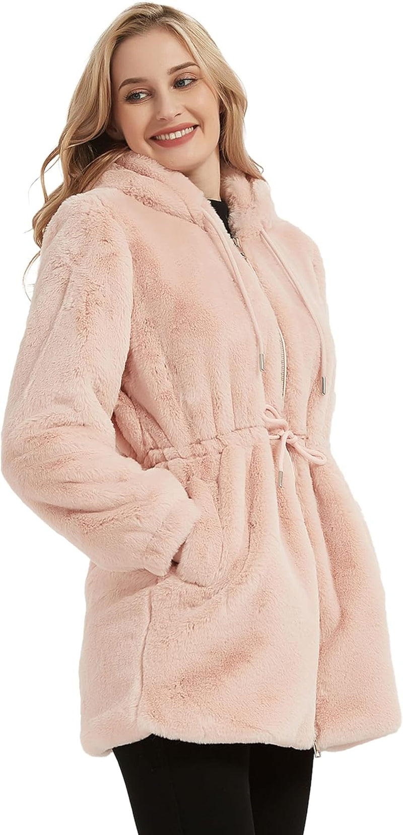 Womens Leopard Print Fleece Coat, Spring and Winter Fashion Fuzzy Jacket Faux Fur Fluffy Cardigan Overcoat